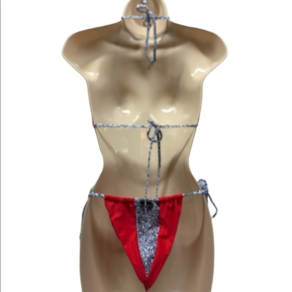 Kendall + Kylie liquid red leopard bikini top and bottom XL NWT - Picture 4 of 6